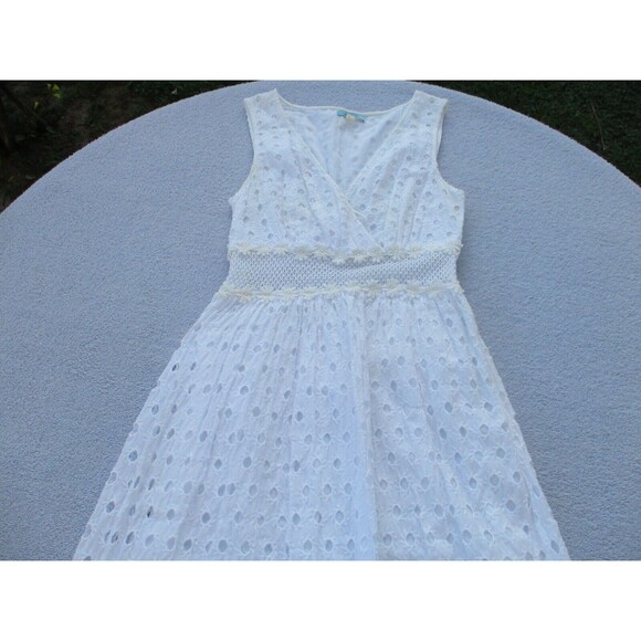 Anthropologie Leifnotes Eyelet Boho Maxi Dress Women's Size 2 White Cotton - Picture 11 of 13